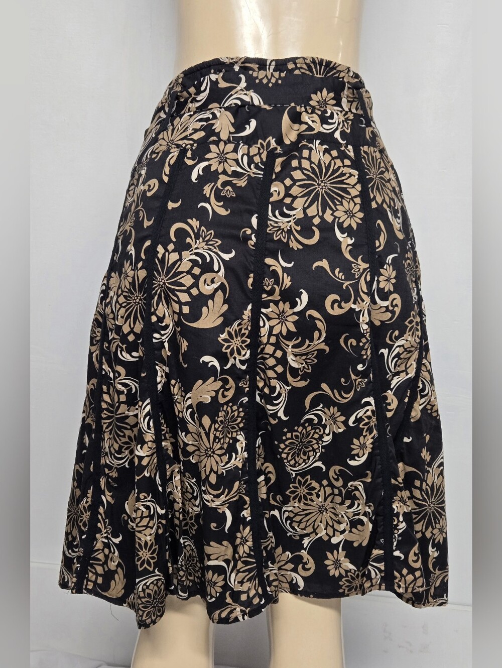 Apt. 9 A Line Flare Skirt 18W 100% Cotton Belted Floral Stripes Zipper - Picture 3 of 4